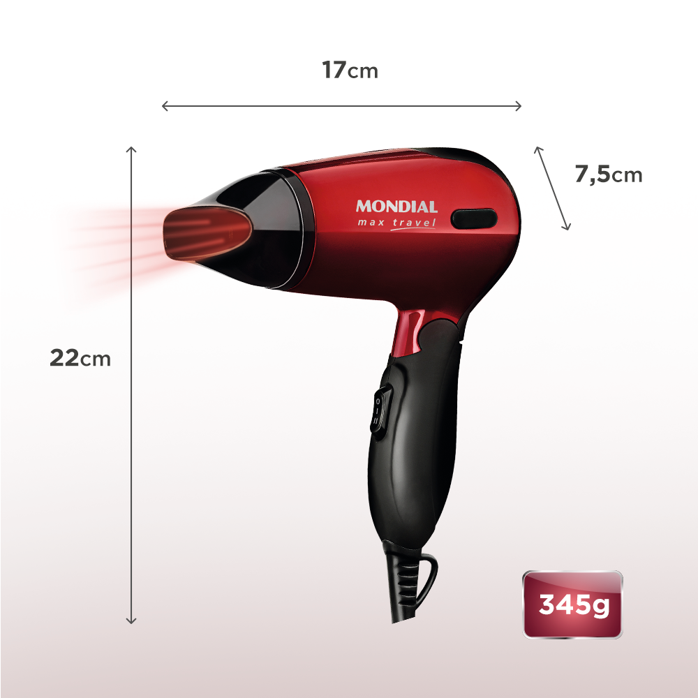 Secador De Cabelos Mondial Max Travel Sc-10 Bivolt 1200W Secador De Cabelos Mondial Max Travel Sc-10 Bivolt 1200W